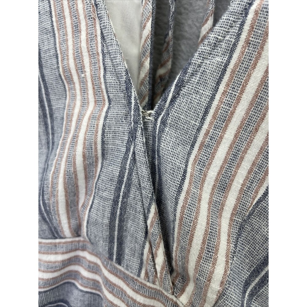 American Eagle Romper Striped Size XS Pockets Short Sleeve Cinch Waist Linen - Picture 6 of 12